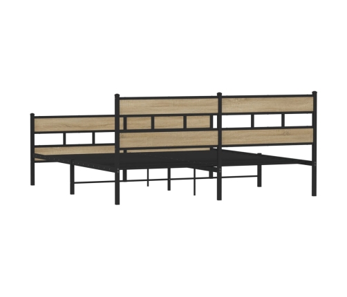 Estructura de cama sin colchón metal roble Sonoma 193x203 cm