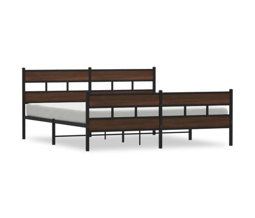 Estructura de cama sin colchón metal roble marrón 183x213 cm