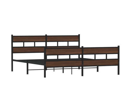 Estructura de cama sin colchón metal roble marrón 183x213 cm