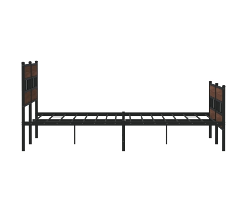 Estructura de cama sin colchón metal roble marrón 183x213 cm