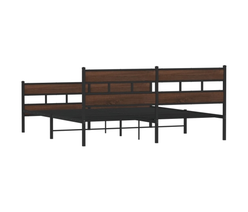 Estructura de cama sin colchón metal roble marrón 183x213 cm