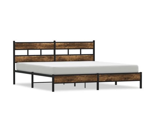 Estructura de cama sin colchón metal roble ahumado 193x203 cm