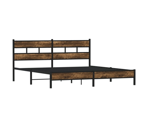Estructura de cama sin colchón metal roble ahumado 193x203 cm