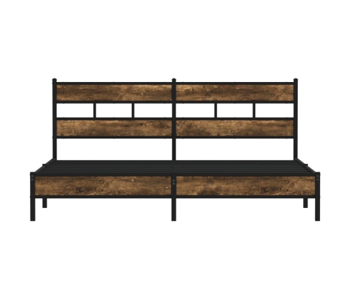 Estructura de cama sin colchón metal roble ahumado 193x203 cm