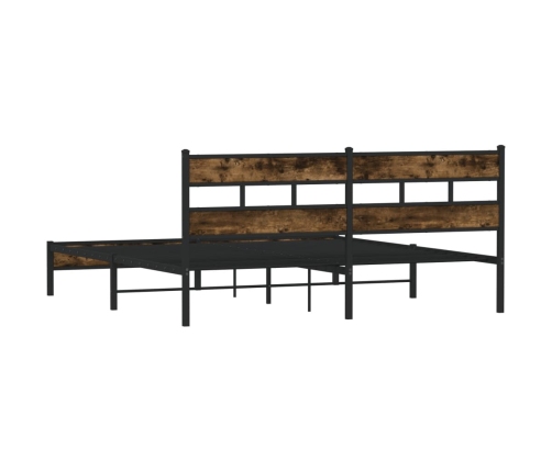 Estructura de cama sin colchón metal roble ahumado 193x203 cm