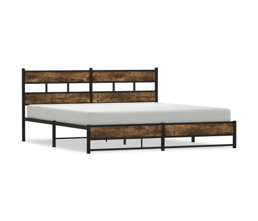 Estructura de cama sin colchón metal roble ahumado 183x213 cm