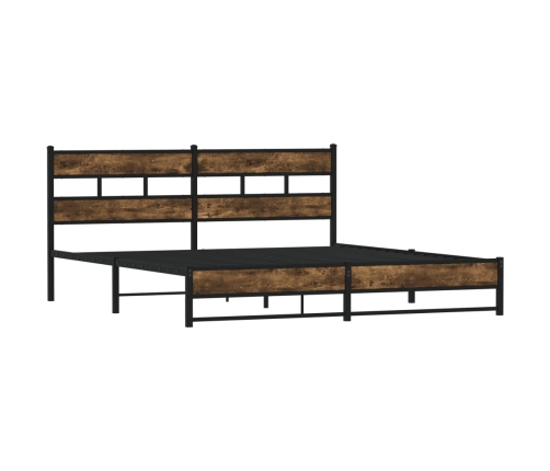 Estructura de cama sin colchón metal roble ahumado 183x213 cm