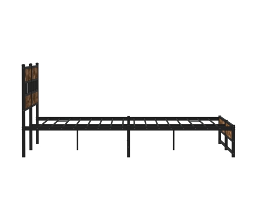 Estructura de cama sin colchón metal roble ahumado 183x213 cm