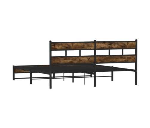 Estructura de cama sin colchón metal roble ahumado 183x213 cm