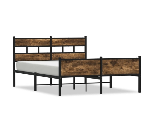 Estructura de cama sin colchón metal roble ahumado 160x200 cm