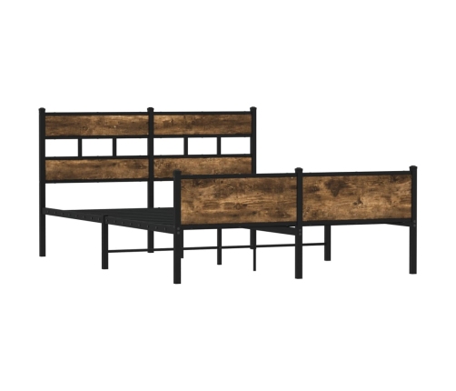 Estructura de cama sin colchón metal roble ahumado 160x200 cm