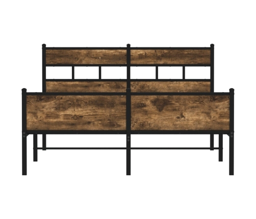 Estructura de cama sin colchón metal roble ahumado 160x200 cm