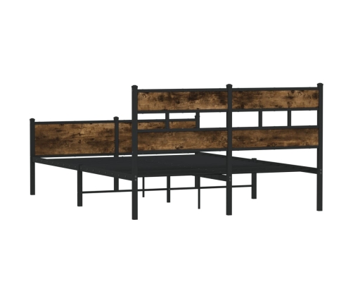 Estructura de cama sin colchón metal roble ahumado 160x200 cm
