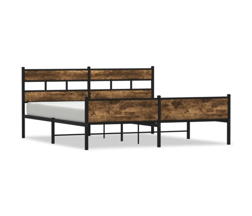 Estructura de cama sin colchón metal roble ahumado 183x213 cm