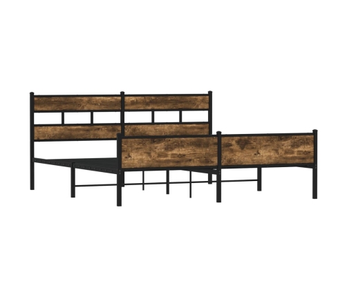 Estructura de cama sin colchón metal roble ahumado 183x213 cm