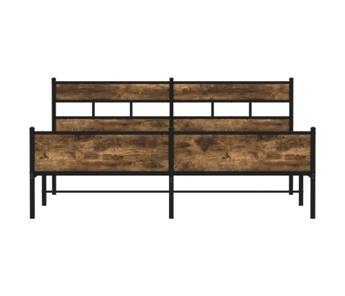 Estructura de cama sin colchón metal roble ahumado 183x213 cm