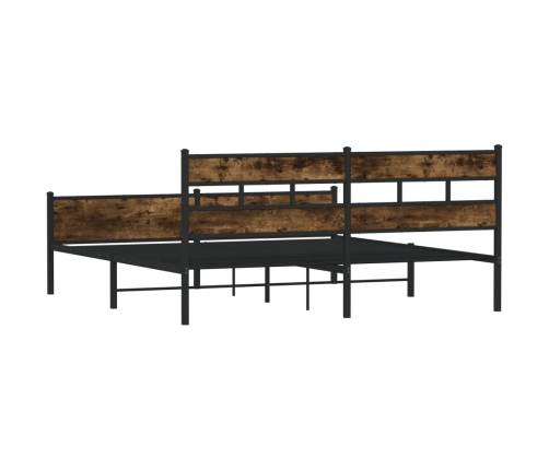 Estructura de cama sin colchón metal roble ahumado 183x213 cm