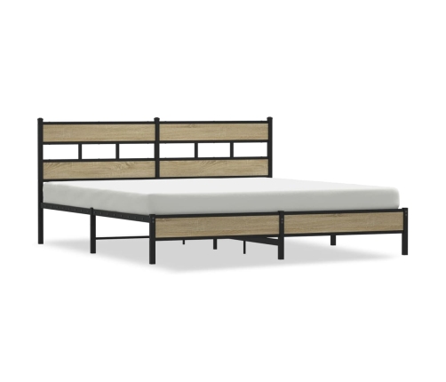 Estructura de cama sin colchón metal roble Sonoma 183x213 cm