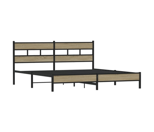 Estructura de cama sin colchón metal roble Sonoma 183x213 cm