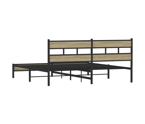 Estructura de cama sin colchón metal roble Sonoma 193x203 cm