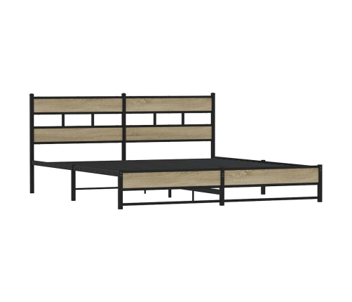 Estructura de cama sin colchón metal roble Sonoma 183x213 cm