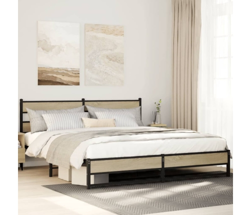 Estructura de cama sin colchón metal roble Sonoma 183x213 cm