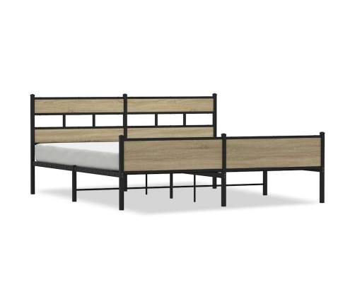 Estructura de cama sin colchón metal roble Sonoma 183x213 cm