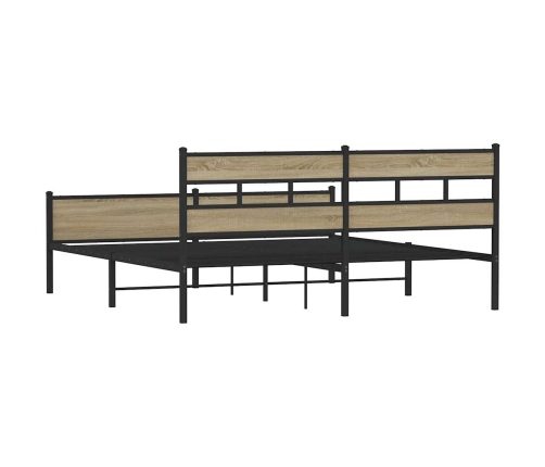 Estructura de cama sin colchón metal roble Sonoma 183x213 cm