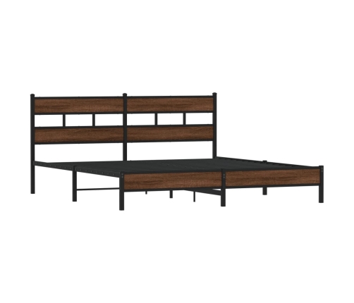 Estructura de cama sin colchón metal roble marrón 183x213 cm