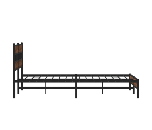 Estructura de cama sin colchón metal roble marrón 183x213 cm