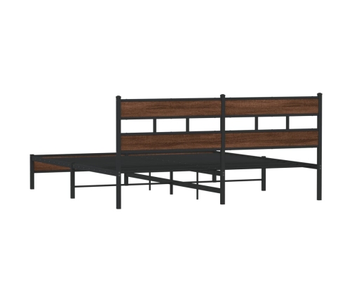 Estructura de cama sin colchón metal roble marrón 183x213 cm