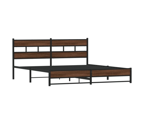 Estructura de cama sin colchón metal roble marrón 183x213 cm