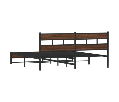 Estructura de cama sin colchón metal roble marrón 183x213 cm