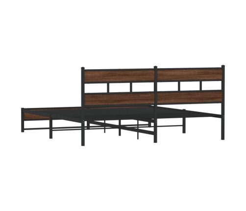 Estructura de cama sin colchón metal roble marrón 193x203 cm