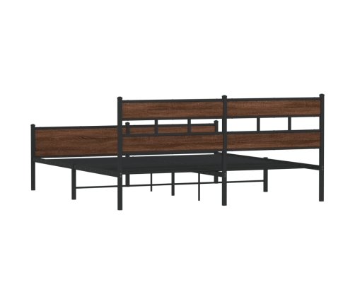 Estructura de cama sin colchón metal roble marrón 183x213 cm