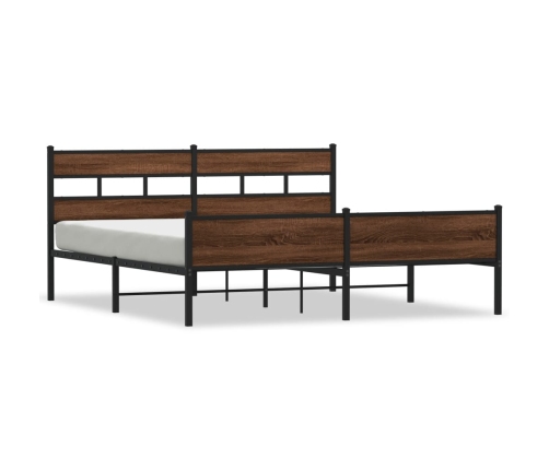 Estructura de cama sin colchón metal roble marrón 200x200 cm