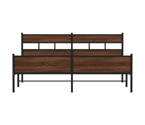 Estructura de cama sin colchón metal roble marrón 200x200 cm