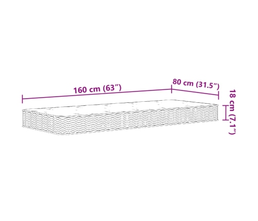 Colchón de muelles bonnell para niños firmeza media 80x160 cm