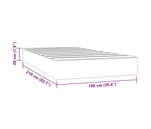 Colchón de muelles ensacados terciopelo negro 100x210x20 cm