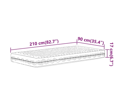 Colchón de espuma dureza H2 H3 blanco 90x210 cm