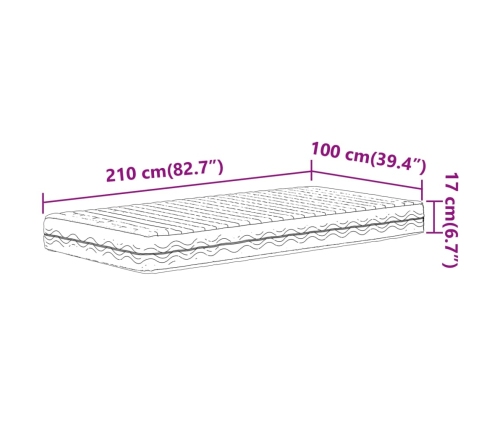 Colchón de espuma dureza H2 H3 blanco 100x210 cm