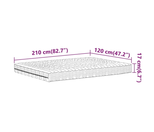 Colchón de espuma dureza H2 H3 blanco 120x210 cm