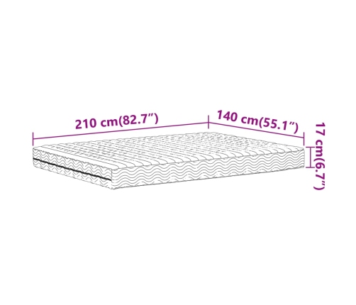 Colchón de espuma dureza H2 H3 blanco 140x210 cm