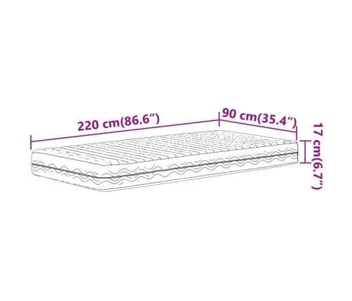 Colchón de espuma dureza H2 H3 blanco 90x220 cm