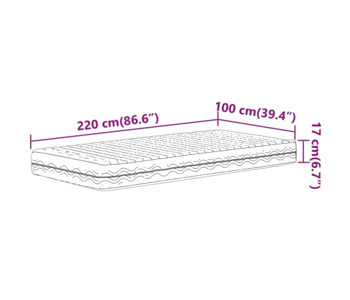 Colchón de espuma dureza H2 H3 blanco 100x220 cm