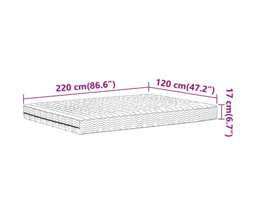 Colchón de espuma dureza H2 H3 blanco 120x220 cm