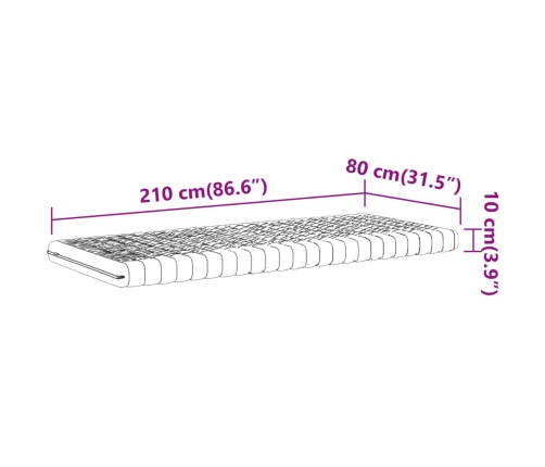 Colchón de espuma de 7 zonas dureza 20 ILD blanco 80x210 cm