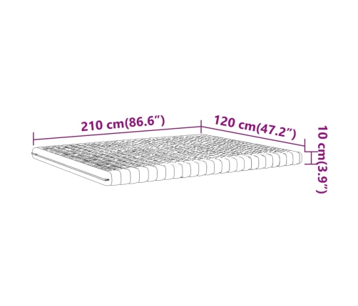 Colchón de espuma de 7 zonas dureza 20 ILD blanco 120x210 cm