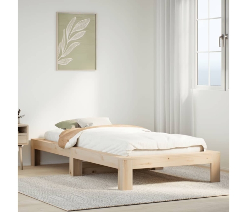 Estructura de cama sin colchón madera maciza de pino 100x200 cm