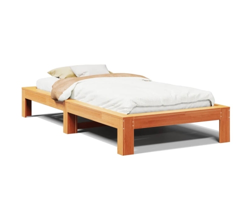 Cama sin colchón madera maciza de pino marrón cera 100x200 cm